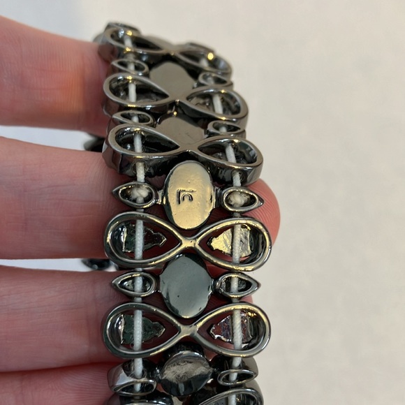 Vintage LC Necklace Black Teardrops w/Clear Rhinestones & Matching Bracelet - Picture 7 of 7